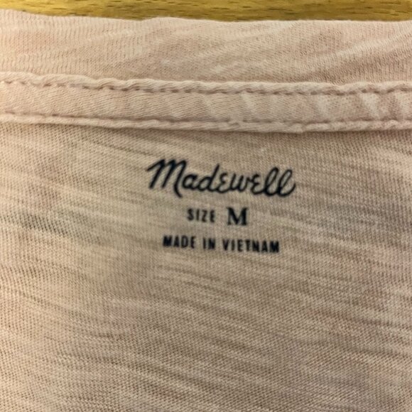 Madewell Peach Cotton V-Neck Short Sleeve T-shirt, Size Medium - Picture 8 of 9